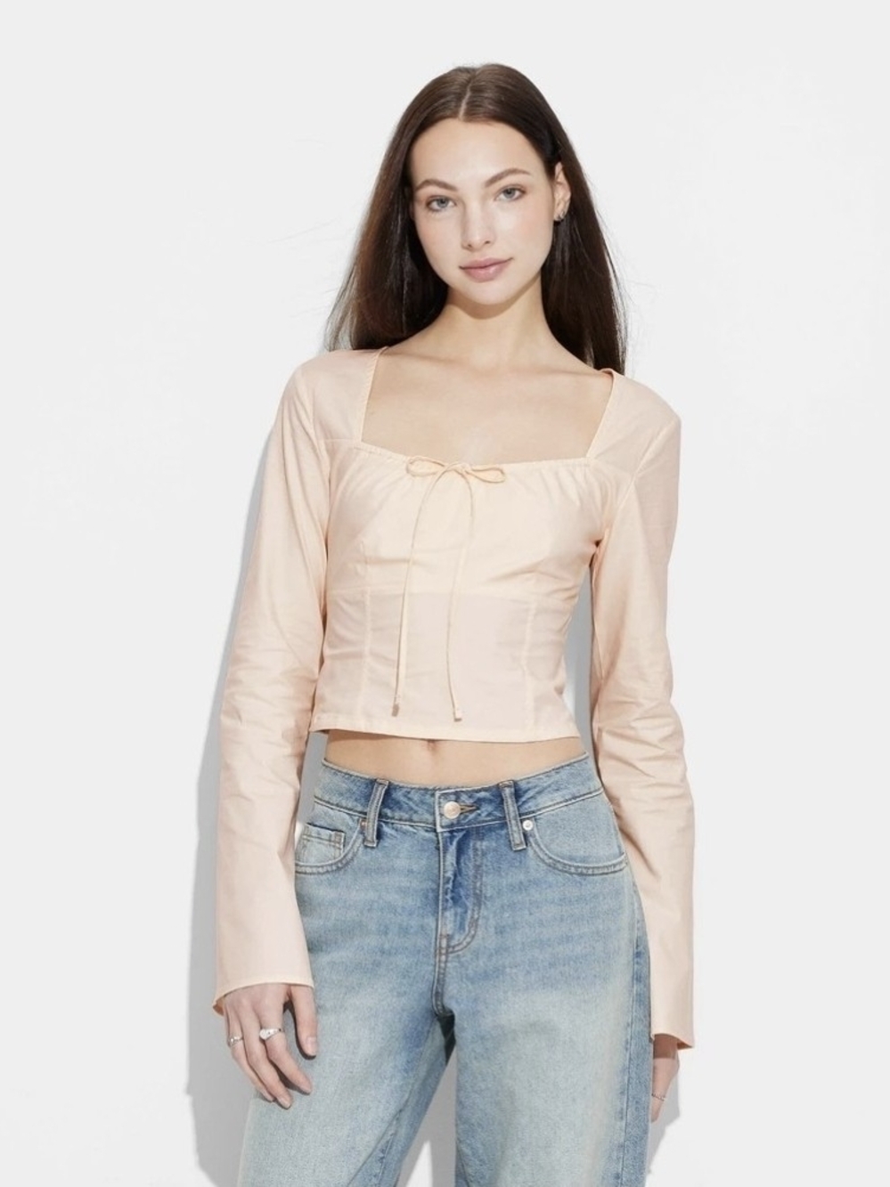 Wild Fable- M-Coral Pink Cotton Poplin Milkmaid Top -NWT